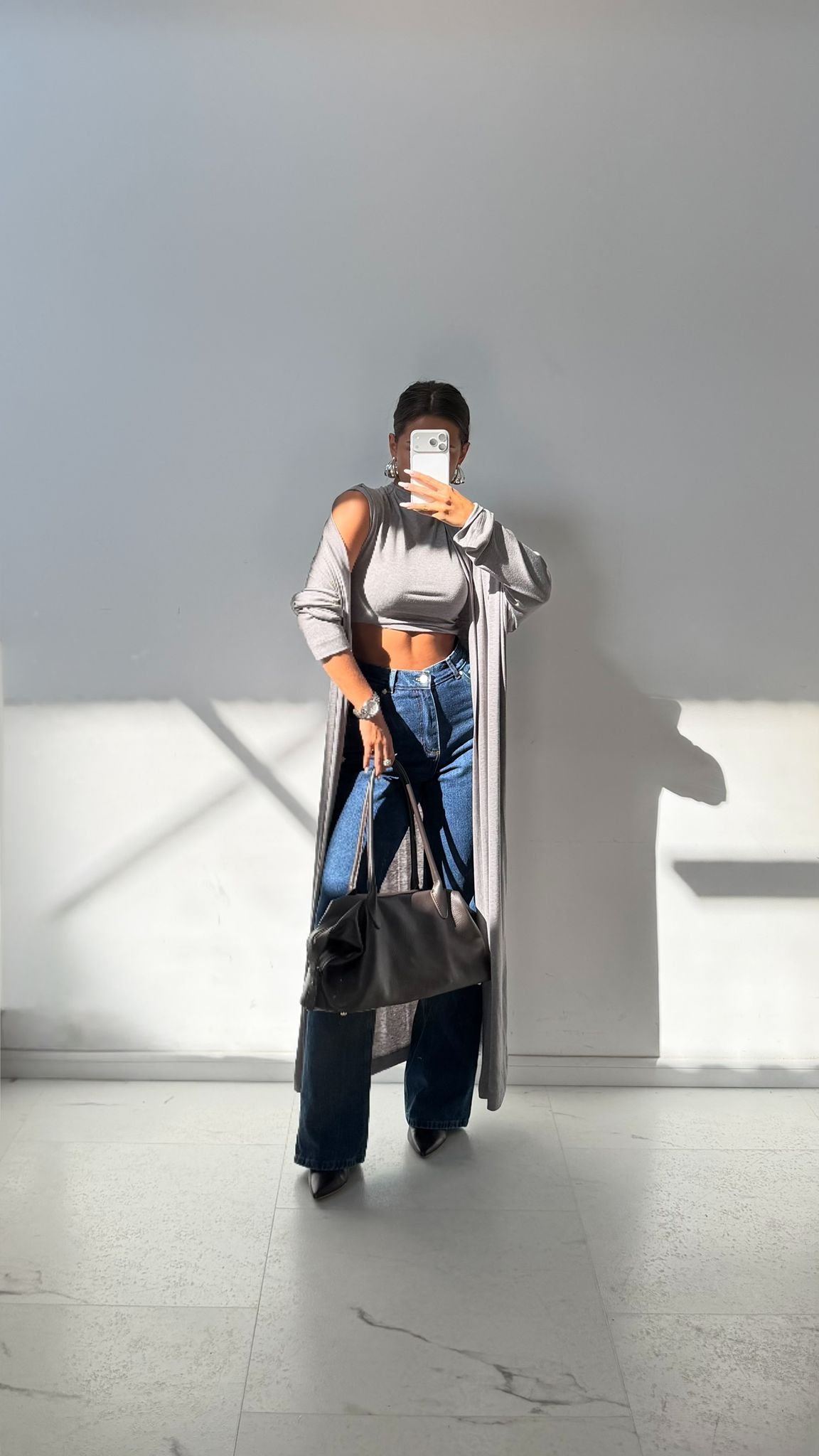 Emo Long Cardigan with Cashmere and Waist Tie - Image 5