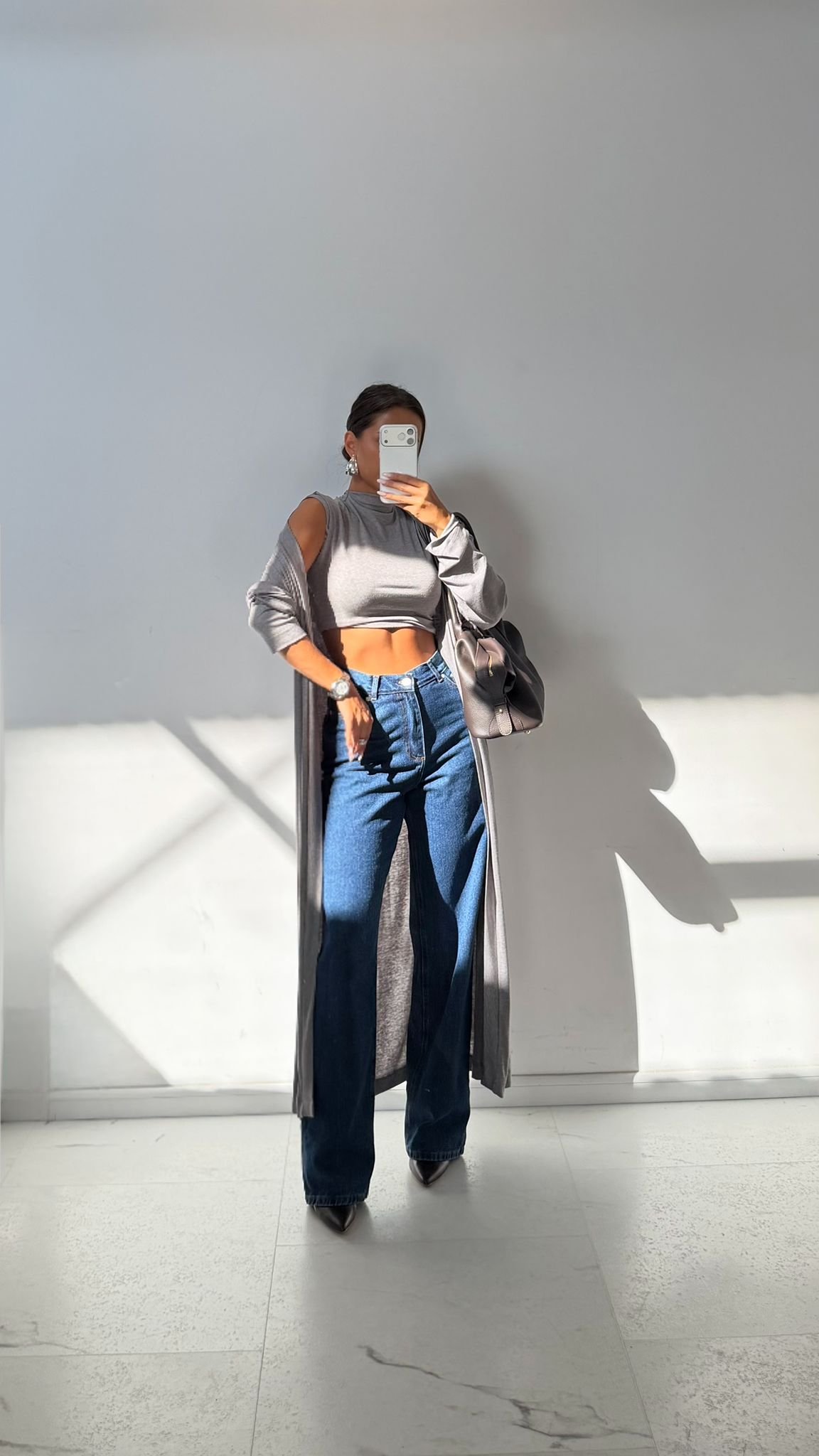 Emo Long Cardigan with Cashmere and Waist Tie - Image 4