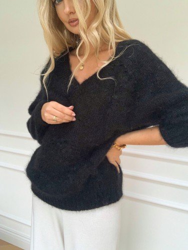 Suzi Premium Superkid Mohair Sweater – Black - Image 5
