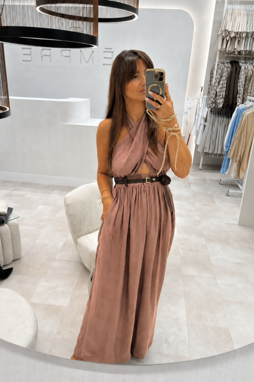 Elegant Halter-Neck Jumpsuit Brick