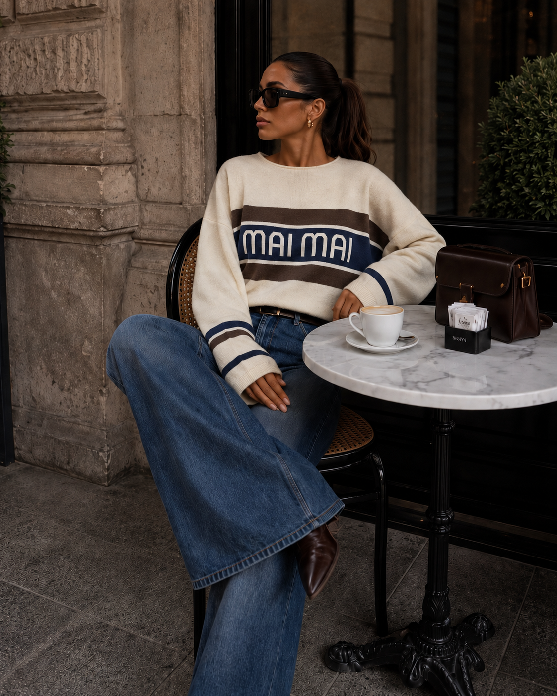 Cocomore Mai Mai Knit Sweater Beige Chocolate - Image 3