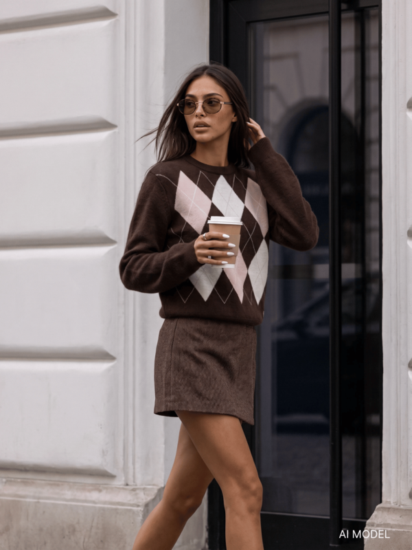 Cocomore Powder & Dark Brown Knit Sweater - Image 10