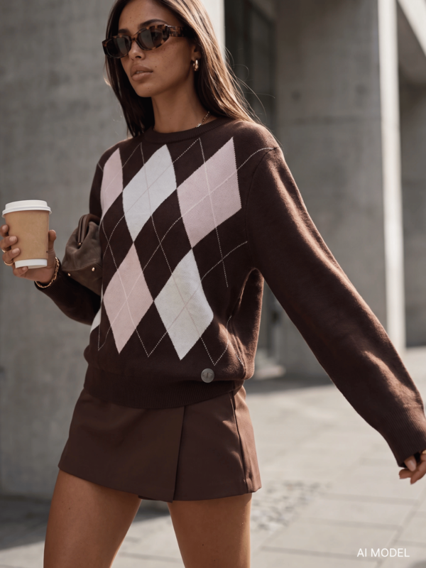 Cocomore Powder & Dark Brown Knit Sweater