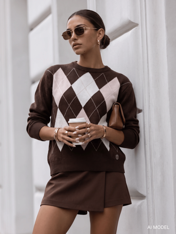 Cocomore Powder & Dark Brown Knit Sweater - Image 12