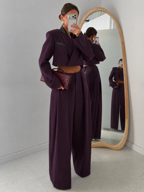 Elegant Pleated Trousers Plum