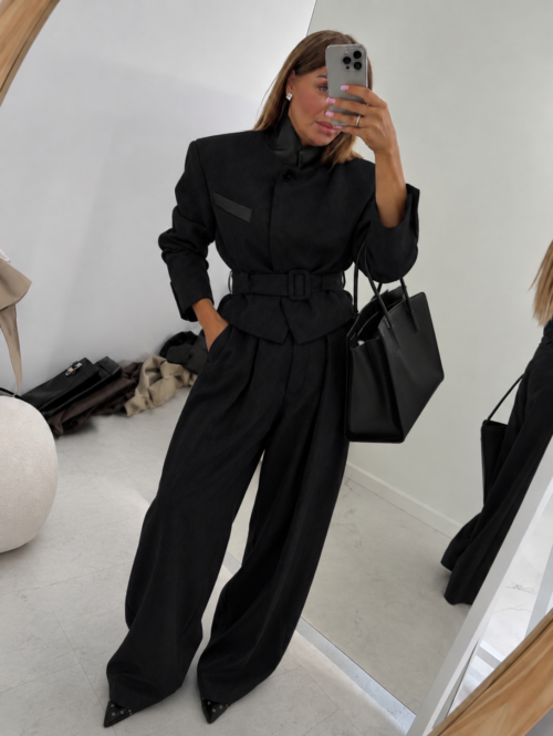 EMO Tailored Belted Blazer Black