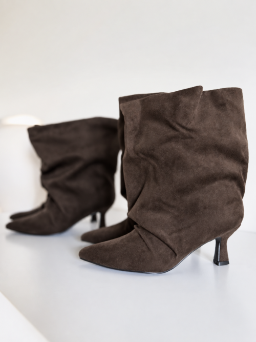 Elegant Faux Suede Slouch Ankle Boots with Pointed Toe