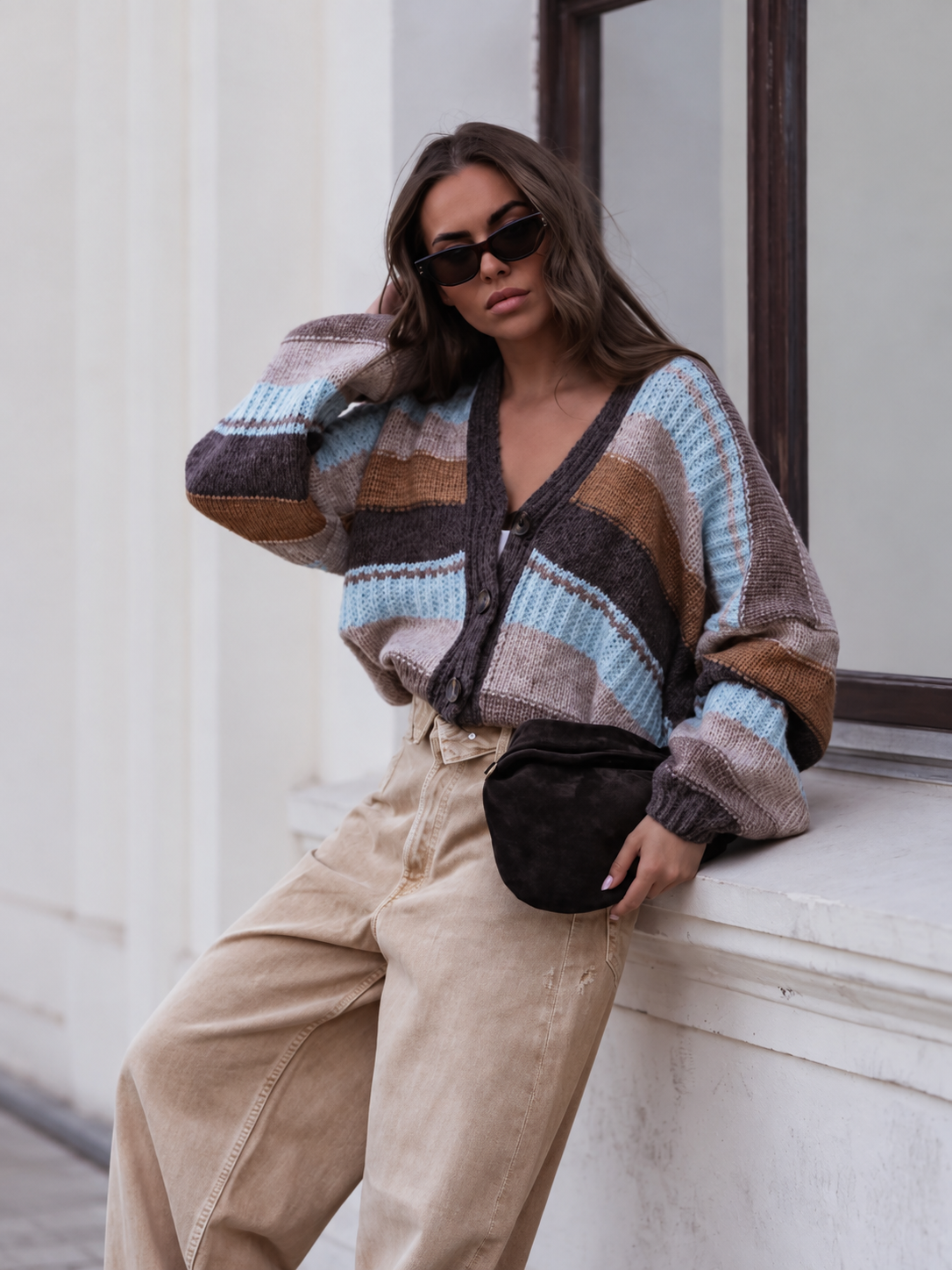 Oversized Striped Knit Cardigan – Cosy Everyday Style