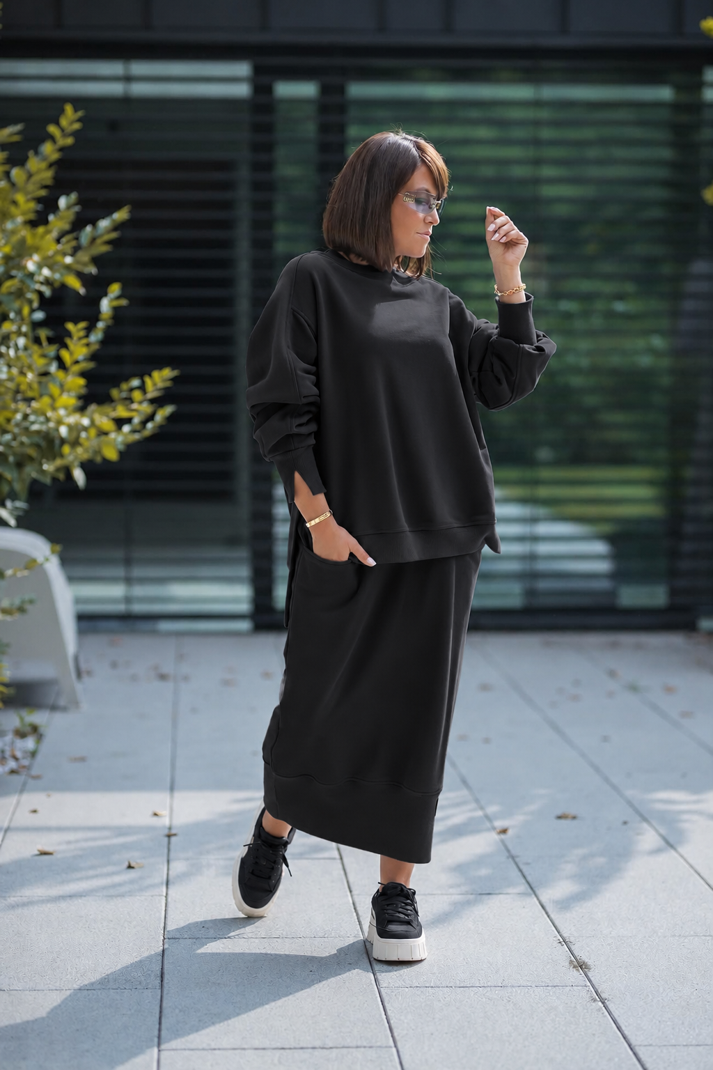 Bastet Two-Piece Sweatshirt & Maxi Skirt Set - Image 2