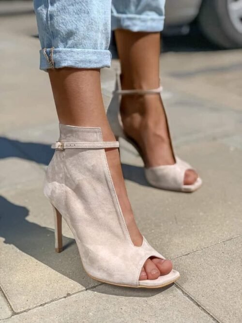 Gianmarko Sempre Suede Peep-Toe Ankle Boots