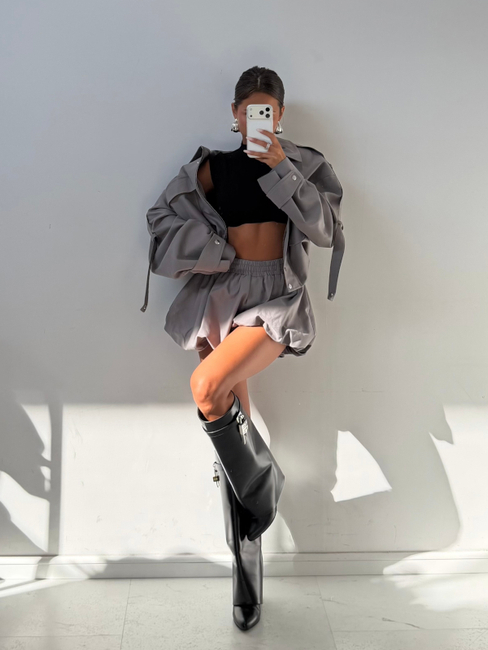 Emo Grey Mini Skort – Feminine Style with Everyday Comfort