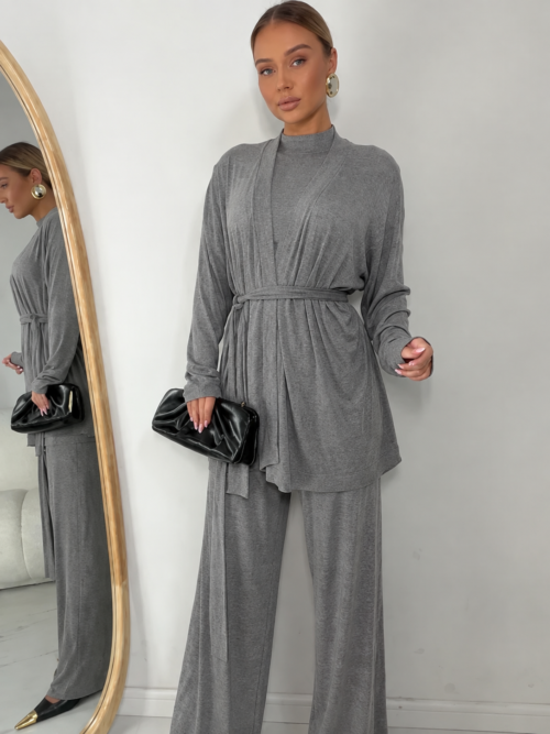 Emo Short Cardigan with Cashmere and Waist Tie