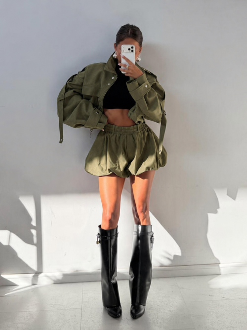 Emo Khaki Mini Skort – Feminine Style with Everyday Comfort