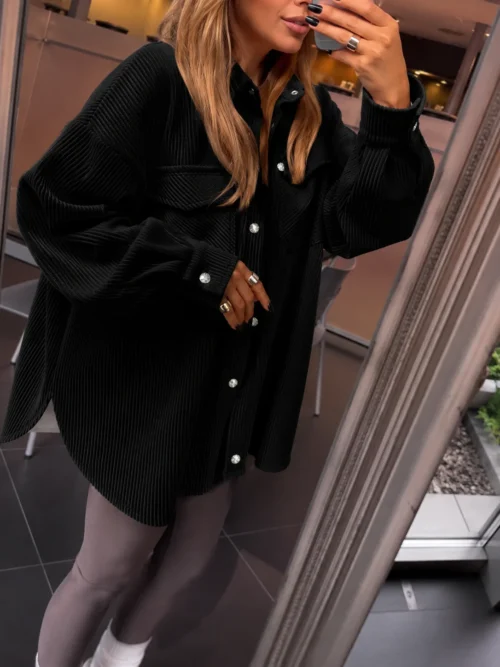 EMO OVERSIZED CORDUROY SHIRT Black