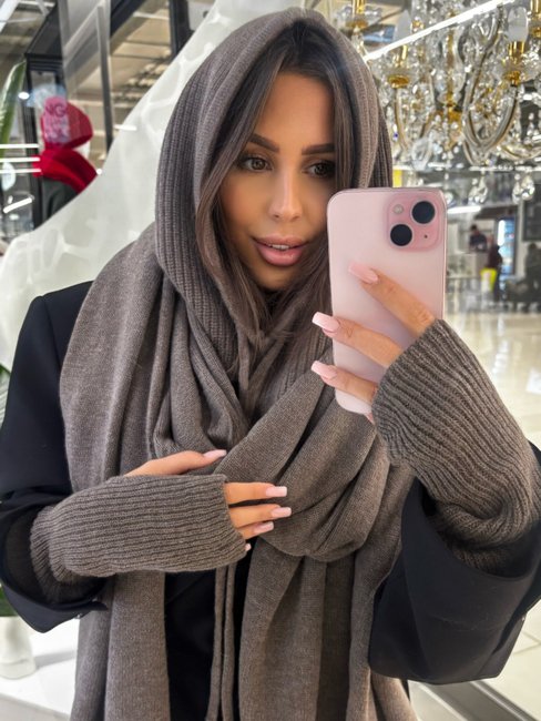 EMO Grey Merino Wool & Cashmere Fingerless Gloves - Image 2
