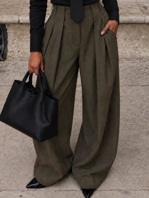 Emo Elegant Pleated Wide-Leg Trousers - Image 5