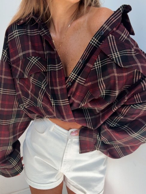 Emo Relaxed Fit Checked Shirt Khaki Beige - Image 6