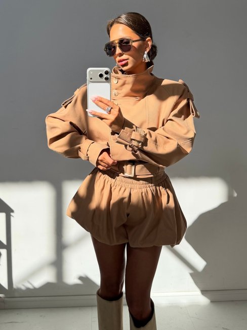 Emo Caramel Mini Skort – Feminine Style with Everyday Comfort