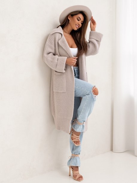 Cocomore Ellie Long Knitted Cardigan Beige
