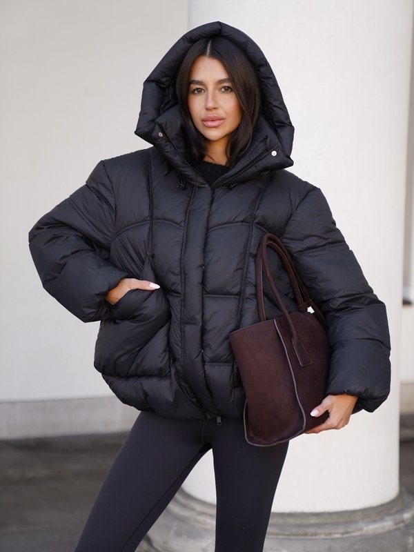 NERRA Oversized Puffer Jacket Black - Image 2