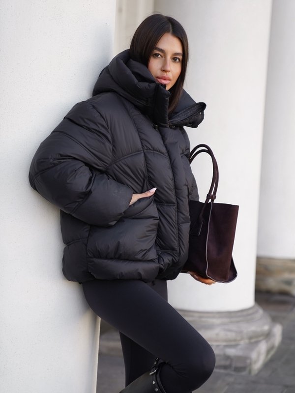 NERRA Oversized Puffer Jacket Black - Image 3