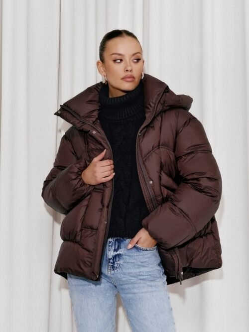 NERRA Oversized Puffer Jacket Chocolate