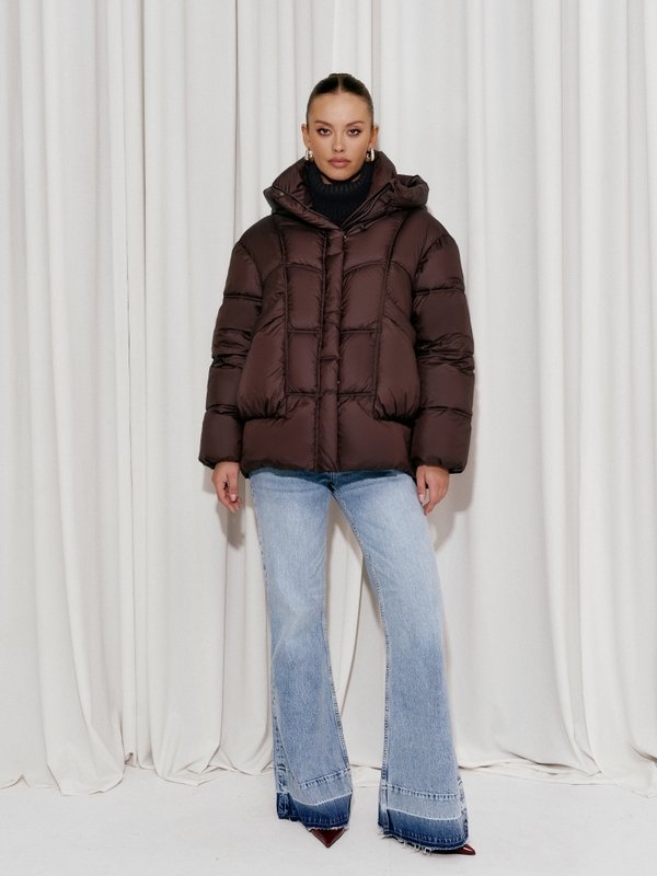 NERRA Oversized Puffer Jacket Chocolate - Image 12