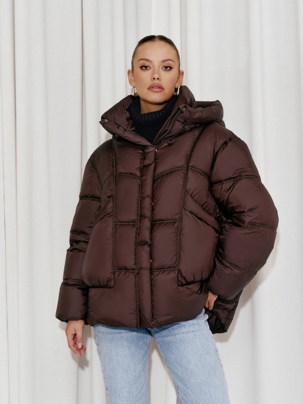 NERRA Oversized Puffer Jacket Chocolate - Image 13