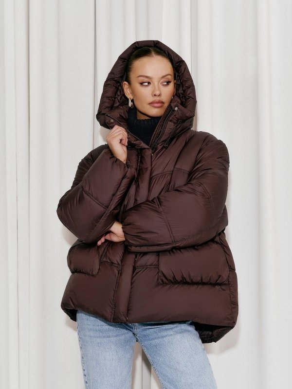 NERRA Oversized Puffer Jacket Chocolate - Image 14