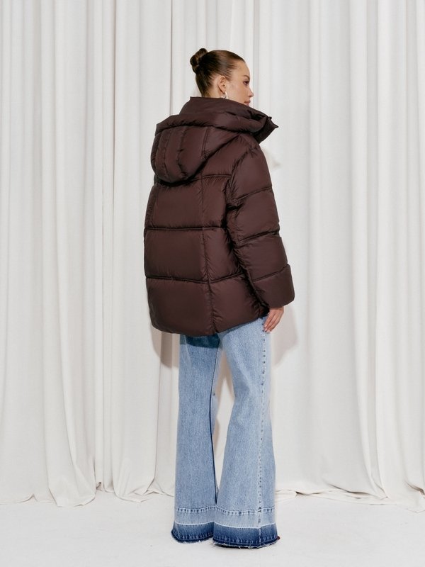 NERRA Oversized Puffer Jacket Chocolate - Image 15