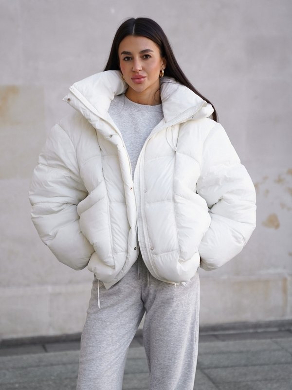 NERRA Oversized Puffer Jacket Ecru - Image 7