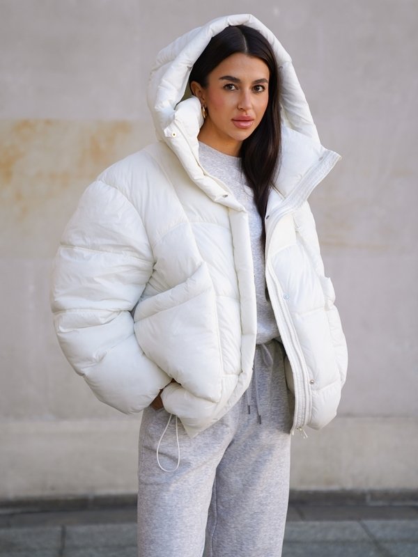 NERRA Oversized Puffer Jacket Ecru - Image 8