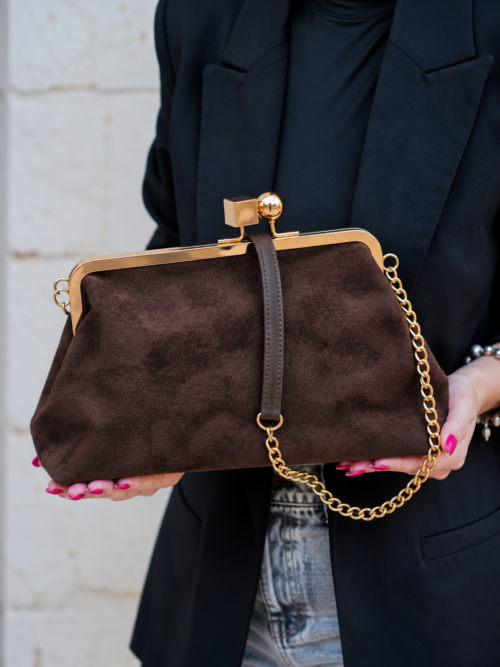 Elegant Suede-Effect Clutch Bag