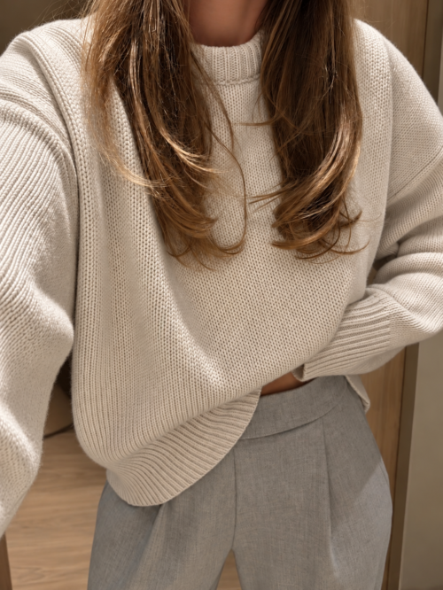 Merino Wool Blend Sweater Beige