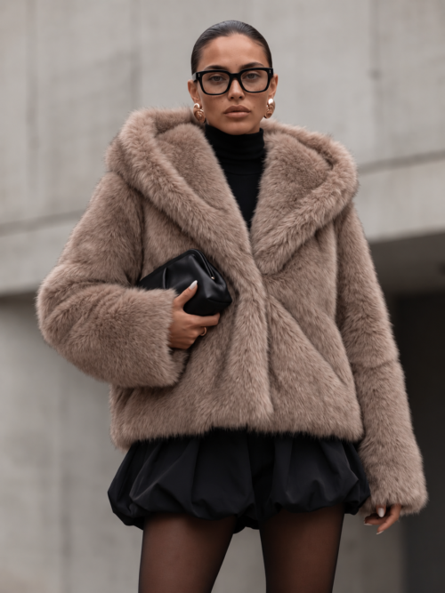 Varme Faux Fur Coat by Cocomore Warm Brown
