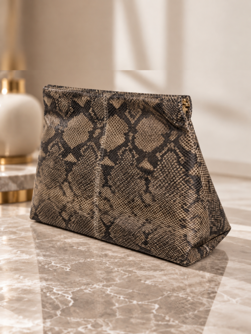 EMO Snake Print Clutch Leather Bag