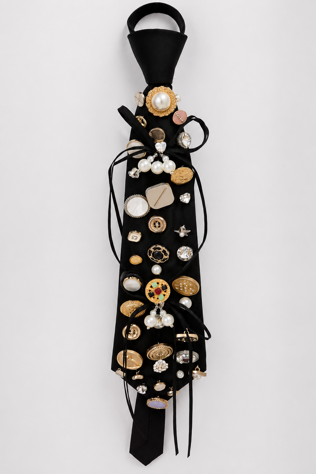 BASTET Handmade 100% Silk Embellished Tie – Black - Image 6
