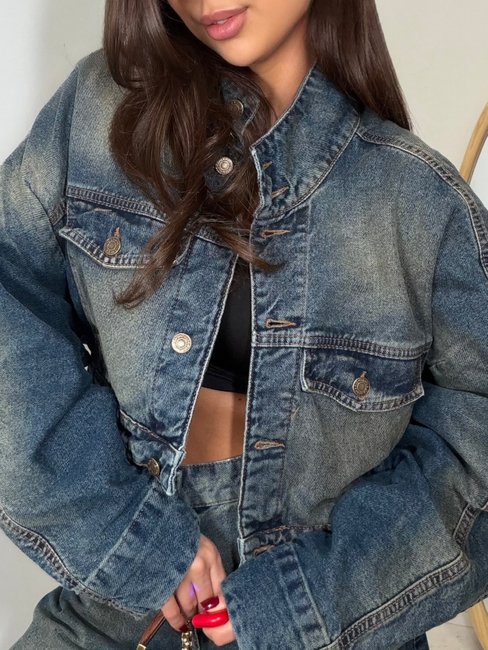 EMO Nevada Mechanik Oversized Cropped Denim Jacket