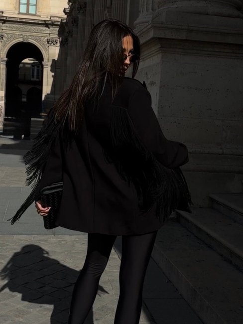 EMO Oversized Blazer with Fringe Details - Image 3